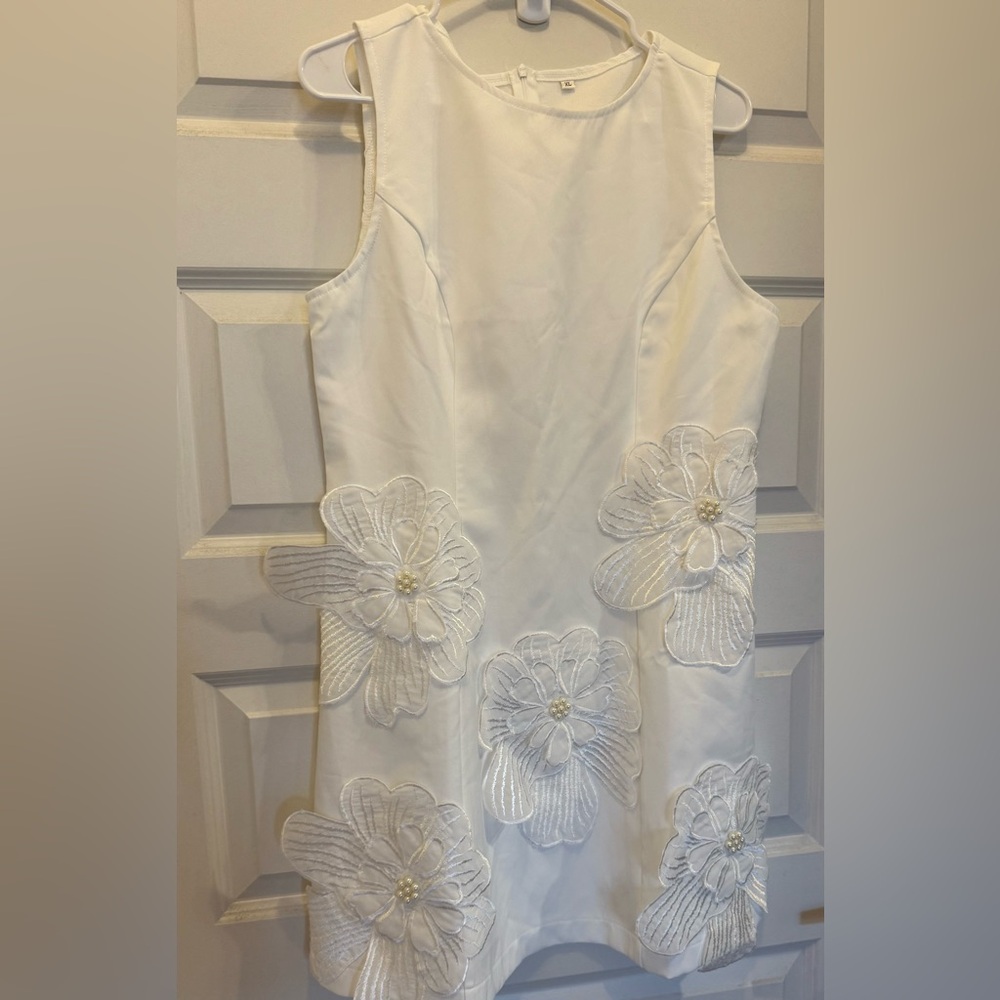 White floral mini dress